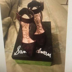 NIB Sam Edelman 6 oxblood calf hair ankle strap